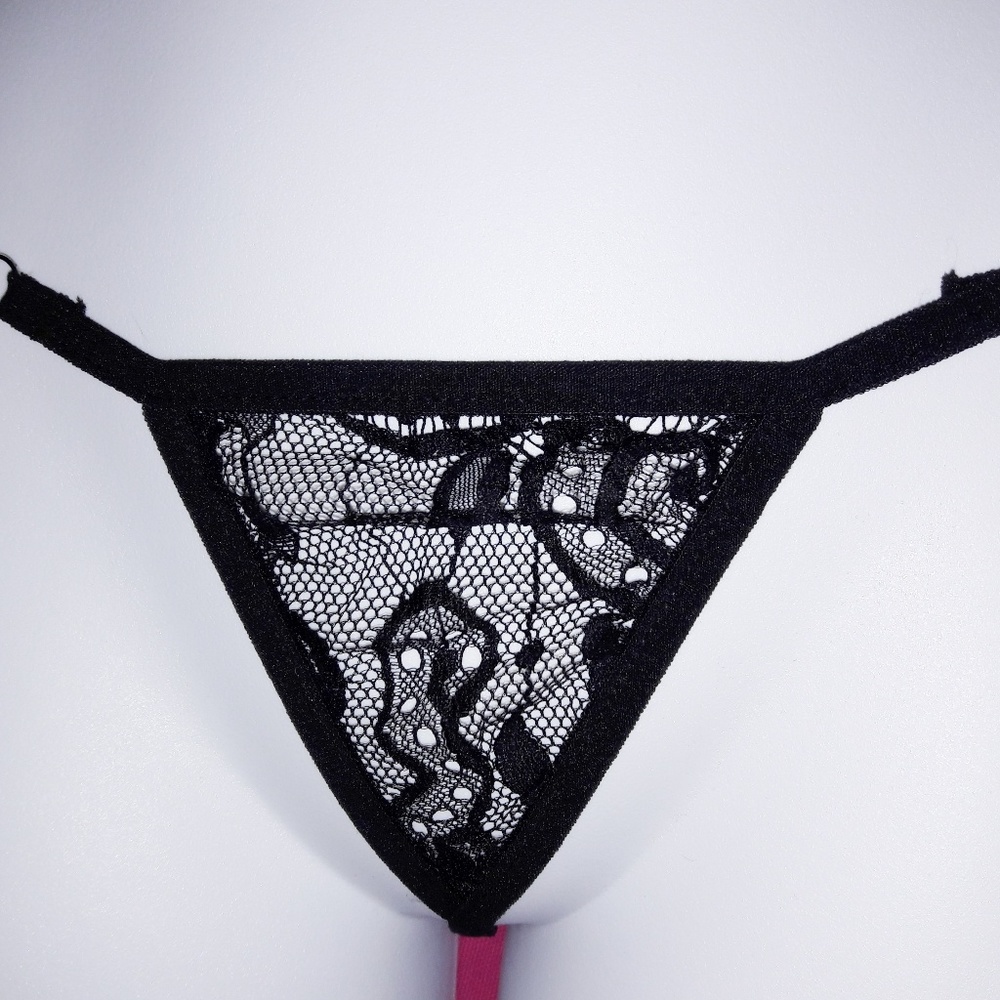 Black Mesh Lace Harness Bralette Panty Set O/S - Picture 7 of 7